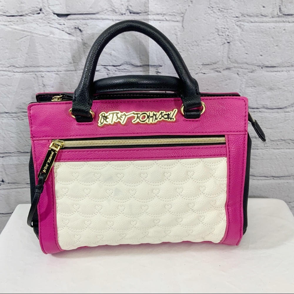 Betsey Johnson Pink and White Handbag